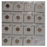 (15) Mercury Silver Dimes Mostly UNC. Dates: