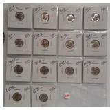(14) UNC Roosevelt Dimes. Dates: 5-1964,