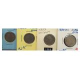 (4) 1883 No Cents Liberty V-Nickels.