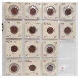 (14) 1909 VDB Lincoln Wheat Cents.