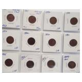 (12) Indian Head Cents. Dates: 2-1885, 6-1892,