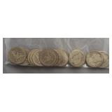 (25) Barber Worn/No Dates 90% Silver Quarters.