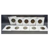 (10) 1925-1937 Buffalo nickels.