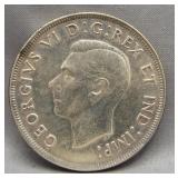 1937 Canadian silver dollar.