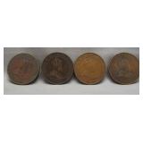 (4) Canadian large cents: 1902, 1904, 1909, 1910.