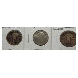 (3) Standing Liberty silver quarters: 1926, 1927,