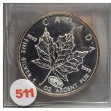 2000 Canadian $5 Mapleleaf one ounce .999 pure