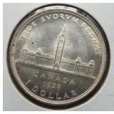 1939 Canadian silver dollar.