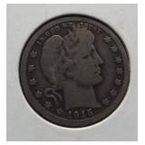 1915 Barber silver quarter.
