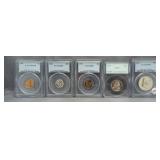(5) 1953 PCGS graded coins including PR65 half
