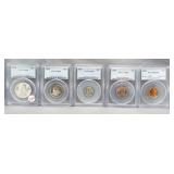 (5) 1954 PCGS graded coins including PR66 half