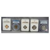 (5) 1954 PCGS & NGC graded coins including PR65