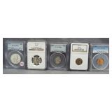 (5) 1955 PCGS & NGC graded coins including PR65