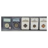 (5) 1956 PCGS & NGC graded coins including PR66