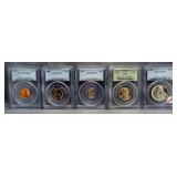 (5) 1958 PCGS graded coins including PR66 half