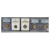 (5) 1960 PCGS & NGC graded coins including PR64