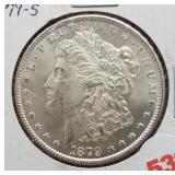 1879-S Morgan silver dollar.
