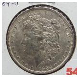 1884-O Morgan silver dollar.