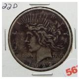 1922-D Peace silver dollar.