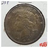 1923 Peace silver dollar.