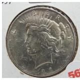 1923 Peace silver dollar.