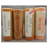 (4) $10 Bank rolls of State quarters. Unsearched.