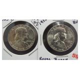 (2) Franklin half dollars: 1955 GEM BU++ Bugs