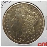 1921-S Morgan silver dollar. Nice Luster, BU.