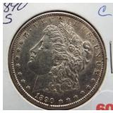 1890-S Morgan silver dollar. VAM 29A s/s left,