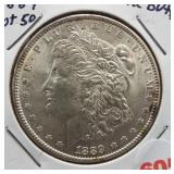 1889 Morgan silver dollar. Hot 50, VAM 16-dbl
