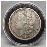 1878-CC Morgan silver dollar. Good XF coin.