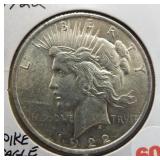 1922 Peace silver dollar. Spike Eagle shoulder,
