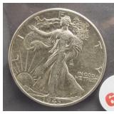 1943 Walking Liberty half dollar. AU/BU. Sellers