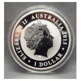 1990-2015 $1 Autralian Kookaburra one ounce