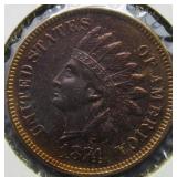 1874 Indian Head Cent - Rainbow Toning.
