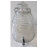 Glass beehive drink dispenser. Measures 13" tall.