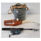 Galvanized minnow bucket and (2) Telescoping