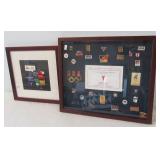 (27) Olympic style pins in shadow box and a