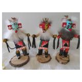 (3) Kachina dolls including Morning Singer, Corn
