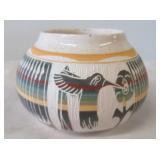 Navajo hand crafted hummingbird pottery bowl.