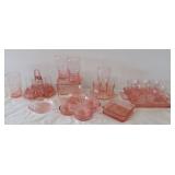(25) Misc. pink depression glassware including