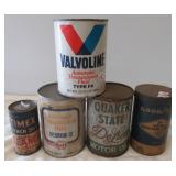 (5) Vintage Oil and grease cans including Gulf,