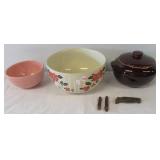 Pottery lot including Hall mixing bowl (9"