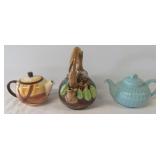 (3) Teapots including blue Hall, etc. Hall teapot