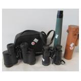 (4) Vintage telescopes and binoculars including