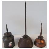 (3) Vintage oil cans including International
