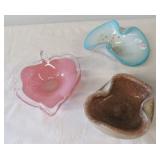 (3) Vintage Murano? Art glass candy dishes.
