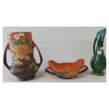 Roseville Lilly vase and dish and a Holland