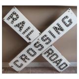 Vintage authentic railroad crossing sign with
