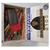 Vintage Gold Standard cigar box filled with a